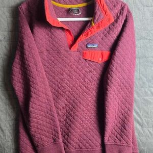 Patagonia Women's Quilted Pullover Sweater - Purple and Red